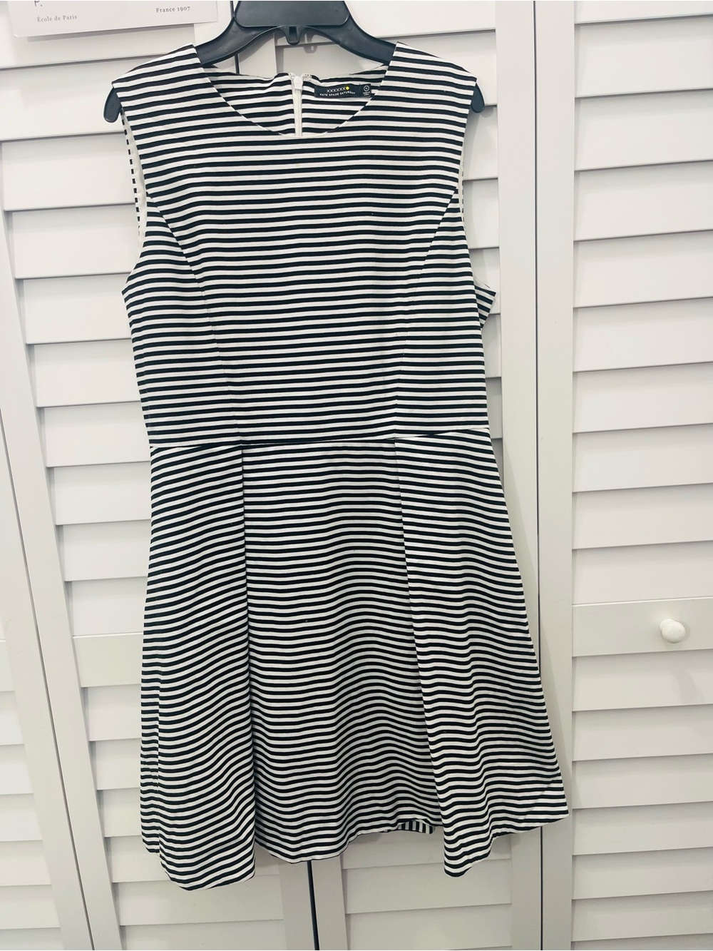 Kate Spade Saturday Black & White Striped Sleeveless Fit & Flare Dress Size 10